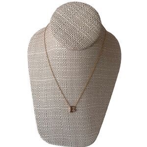 NWT Stainless Steel Gold Tone Initial Pendant Necklace B